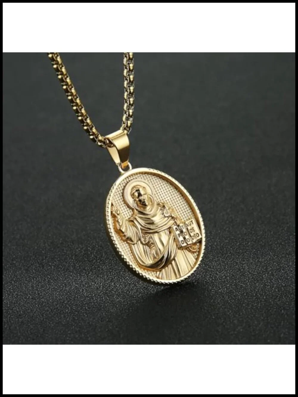 Stainless Steel Religious Medal Pendant Necklace Jesus St Christopher St